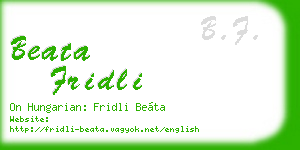 beata fridli business card